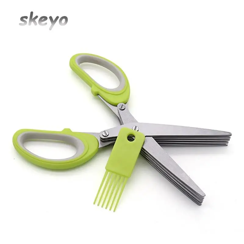 

Multifunctional Multi-layer Green Onion Scissors Stainless Steel Onion Cutting Knife Herb Seaweed Spice Scissors Kitchen Scissor