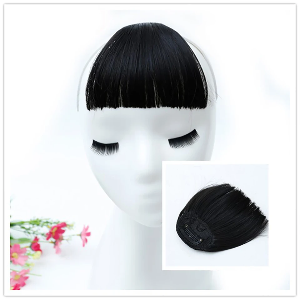 Черно коричневая аккуратная челка MANWEI с передней клипсой для наращивания