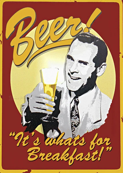 

Beer Whats for Breakfast, Retro Metal Sign/plaque, Gift, Home, A4 Size