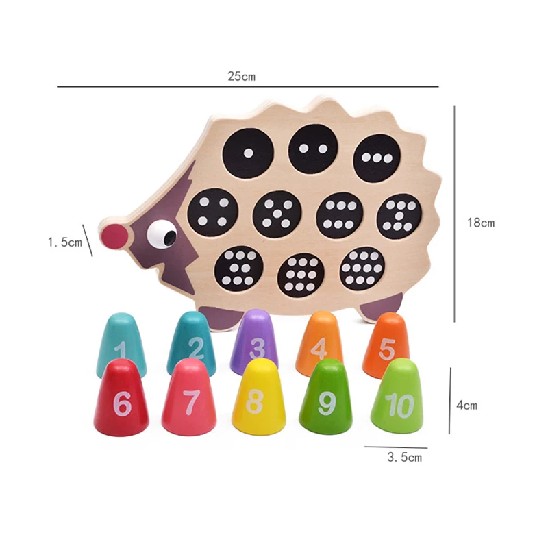 Деревянная головоломка-Ежик игрушка для обучения считать трехмерная