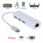 Адаптер USB 3,1 типа C к USB RJ45 Ethernet Lan, кабель-концентратор для Macbook ПК, порт Type-C, поддерживает обратный разъем