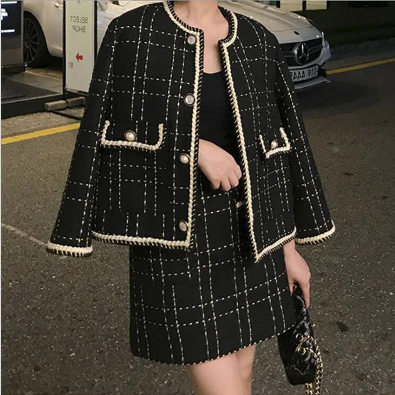 

Character Two-piece Suit Women's 2022 Autumn New Tweed Commuter Chic Skirt