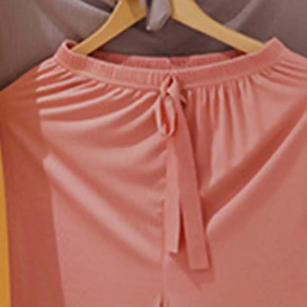 

Women Sleepwear Set Elastic Round-neck Breathable Women Top Pants Sleepwear Set for Daily Life