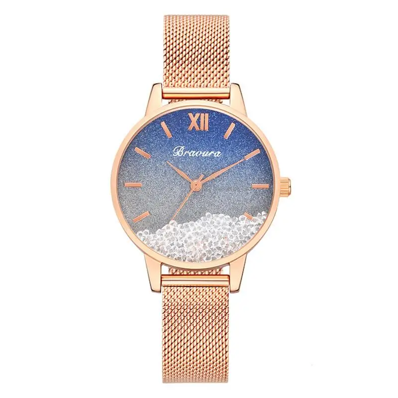 

Luxury Rhinestones Women Watches Fashion Starry Sky Dial Design Ladies Wristwatches Female Quartz Stainless Steel Watch Gifts