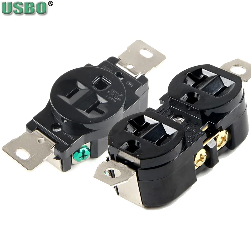 Черный одинарный Стандартный 20 А медный двойной женский проводной замок