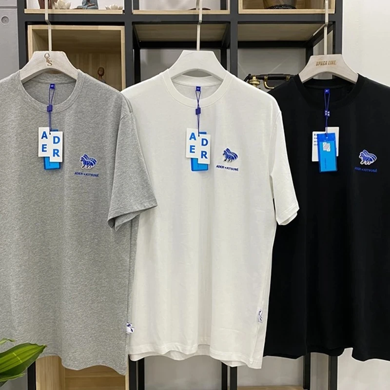 

High Quality Korea Adererror Embroidery Fox Round Neck Men and Women The Same Ader Error Tops T-shirt