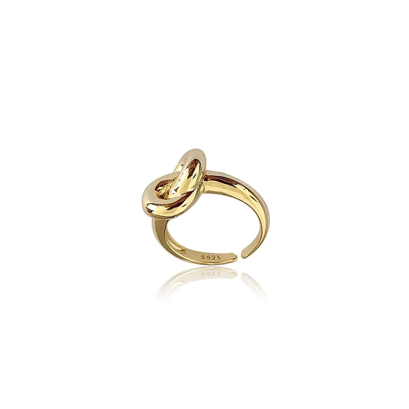 

Korean Style 925 Sterling Silver Knotted Ring Geometric Minimalist Ring Female Design Sense INS Net Red Ring