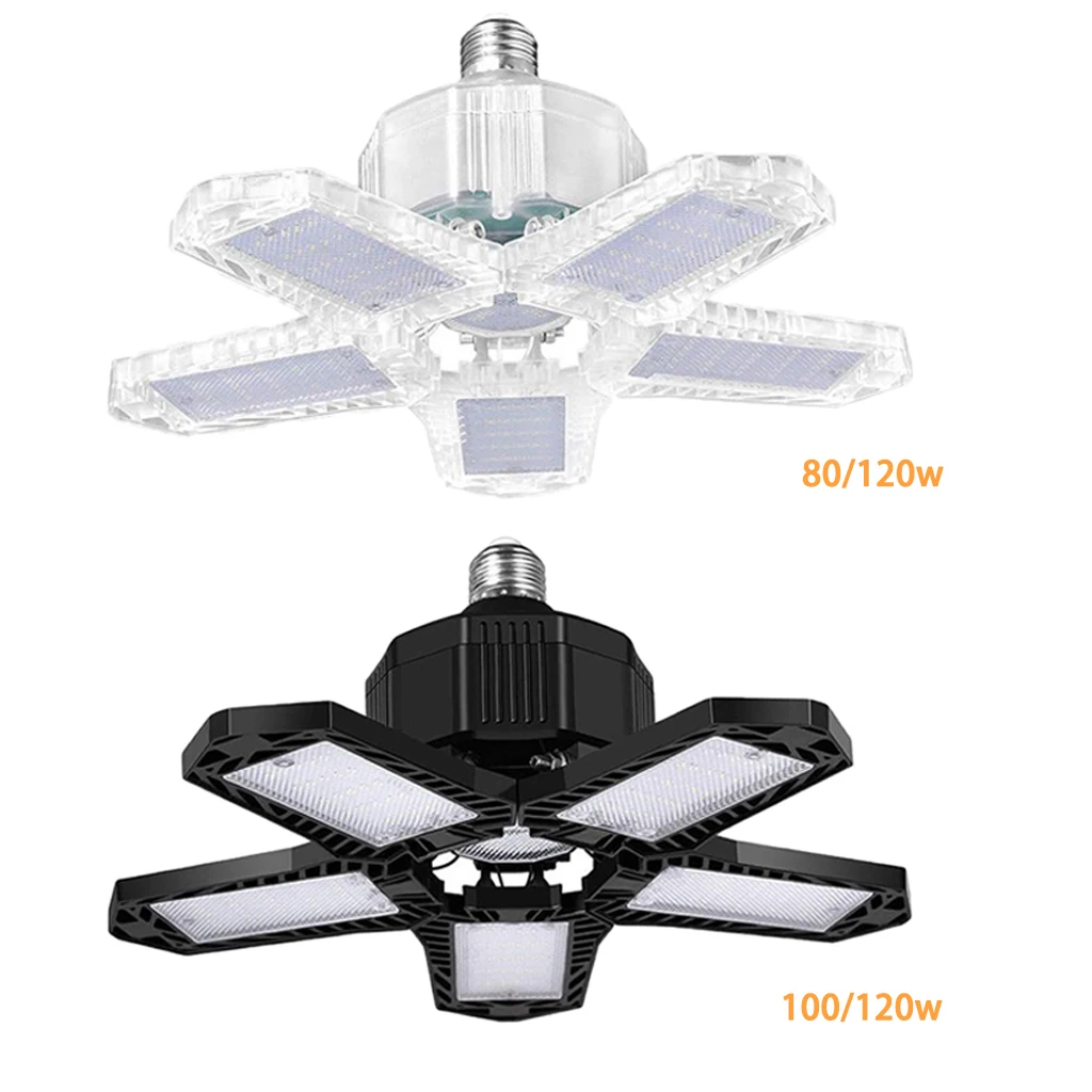 

E27 LED Garage Light Bulb Deformable Ceiling Fixture Lights Warehouse Lamp