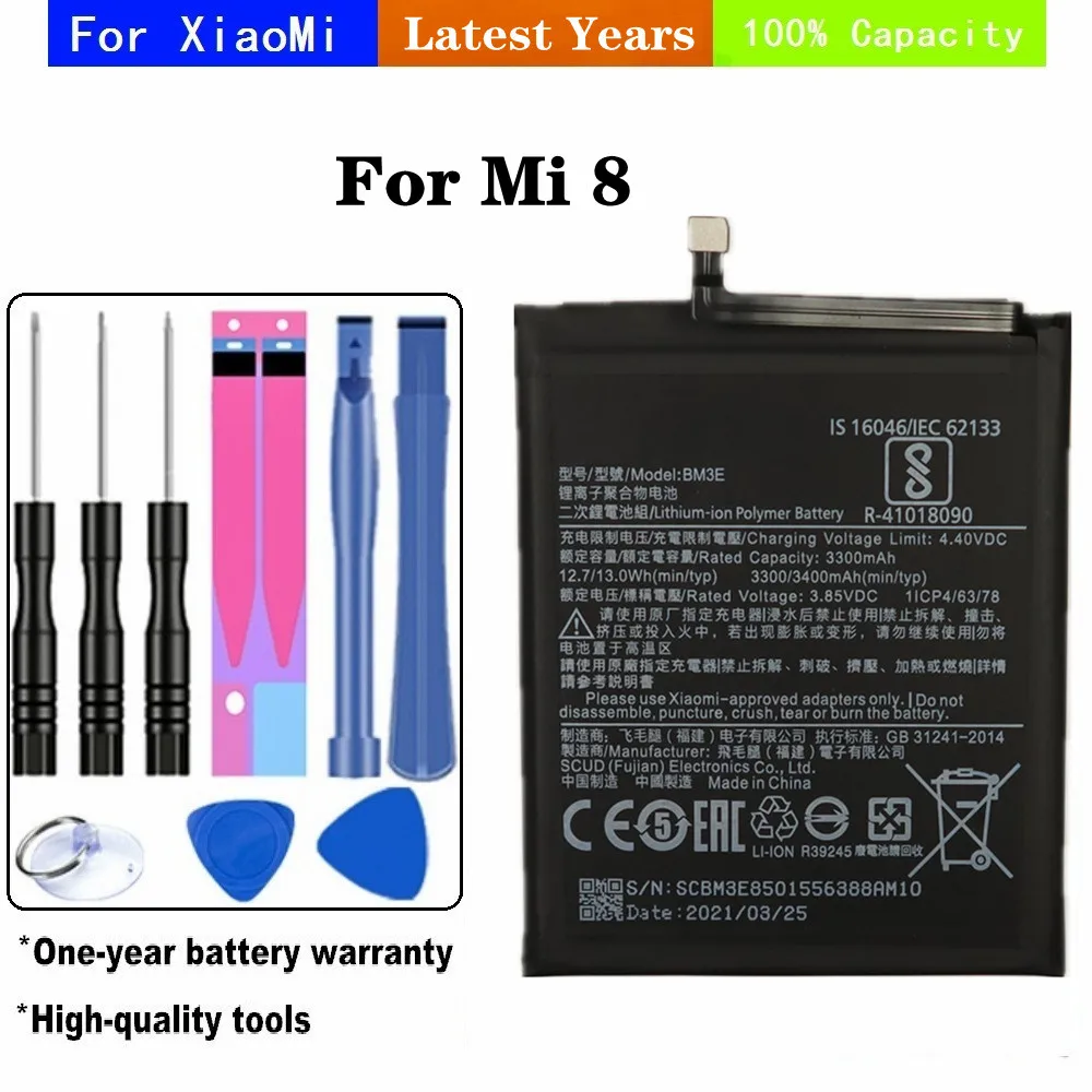 

For Xiaomi 8 MI8 M8 Mi 8 Mi 8 Pro Mi8 Pro Mi 8 Explorer BM3F Phone Battery 3000mAh High Quality Batterie Bateria + Tools