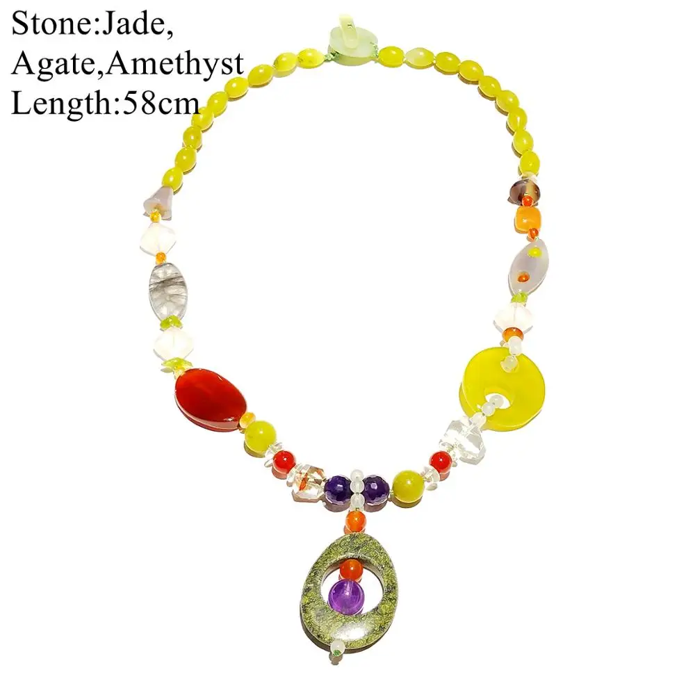 Уникальное рождественское Подарочное ожерелье LiiJi из лимона нефрита агата