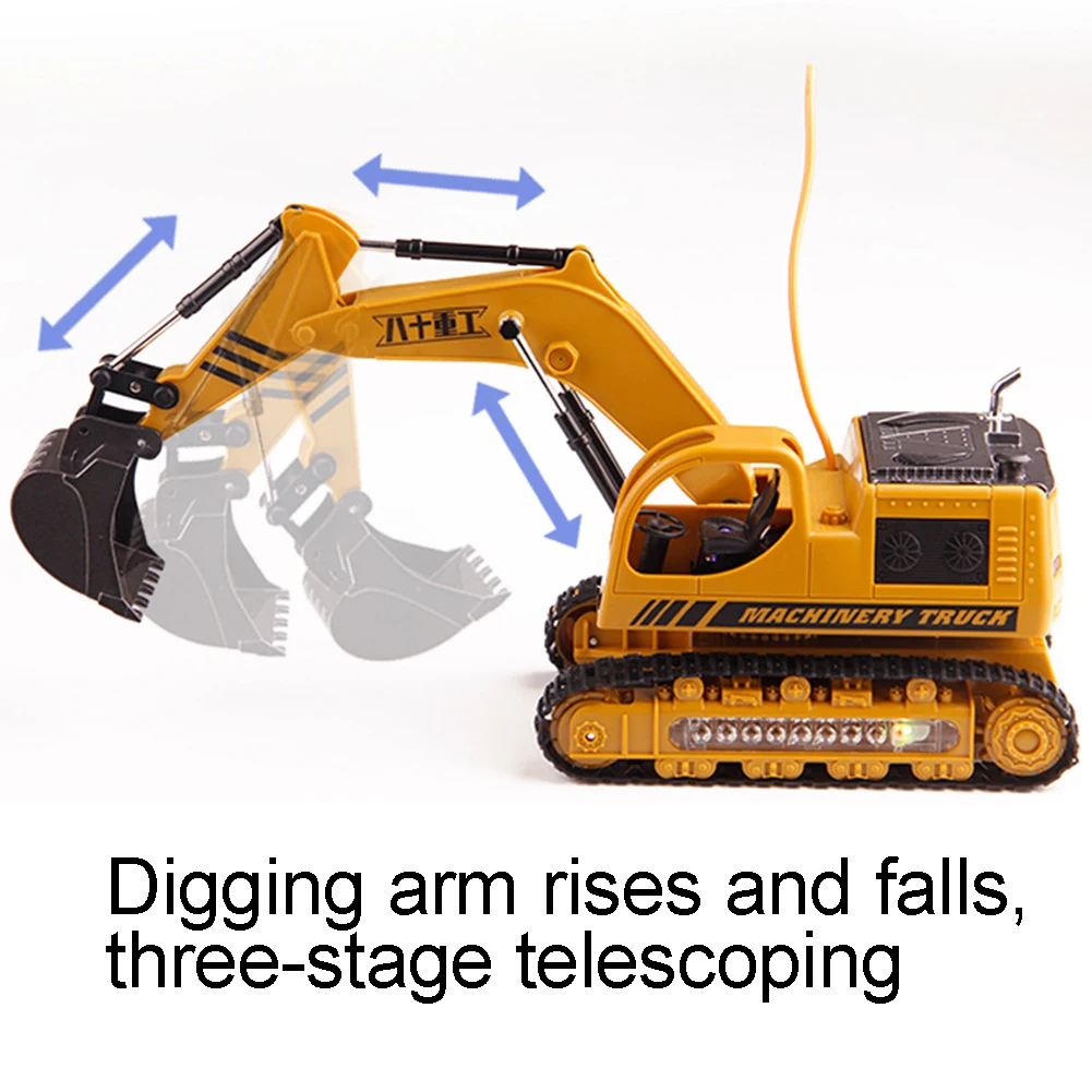 5-Channel LED Flashing Light RC Remote Control Excavator Kids Toy Collection Kids Robot RC Car Toys for Gifts rc toys