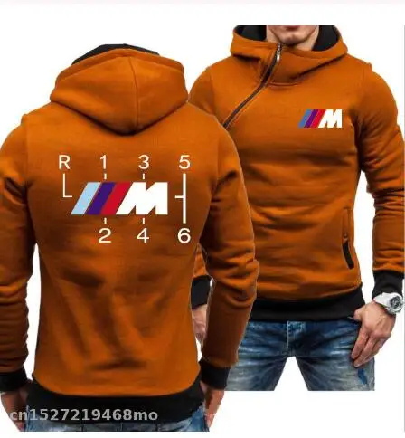 Мужская повседневная спортивная толстовка с капюшоном на молнии сбоку для bmw M