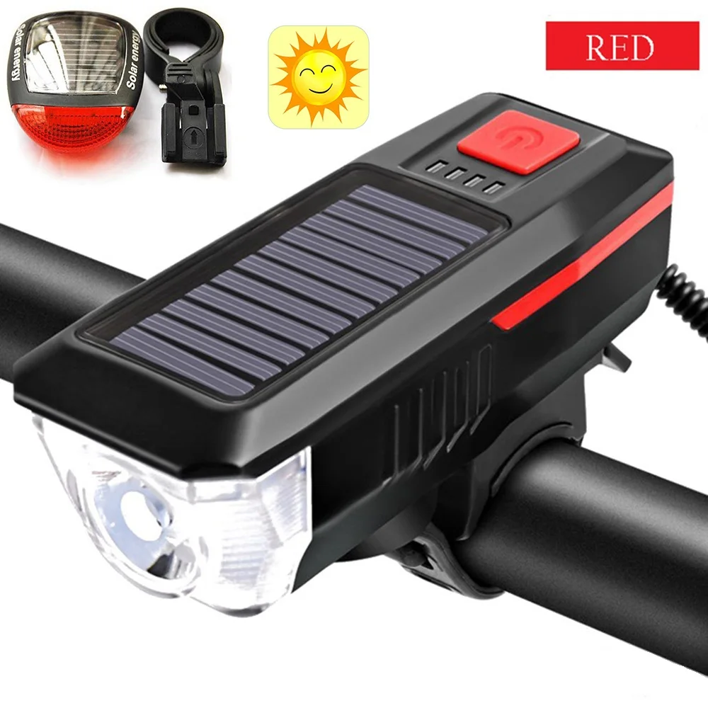 Фонарь велосипедный на солнечной батарее USB 18650 | Спорт и развлечения