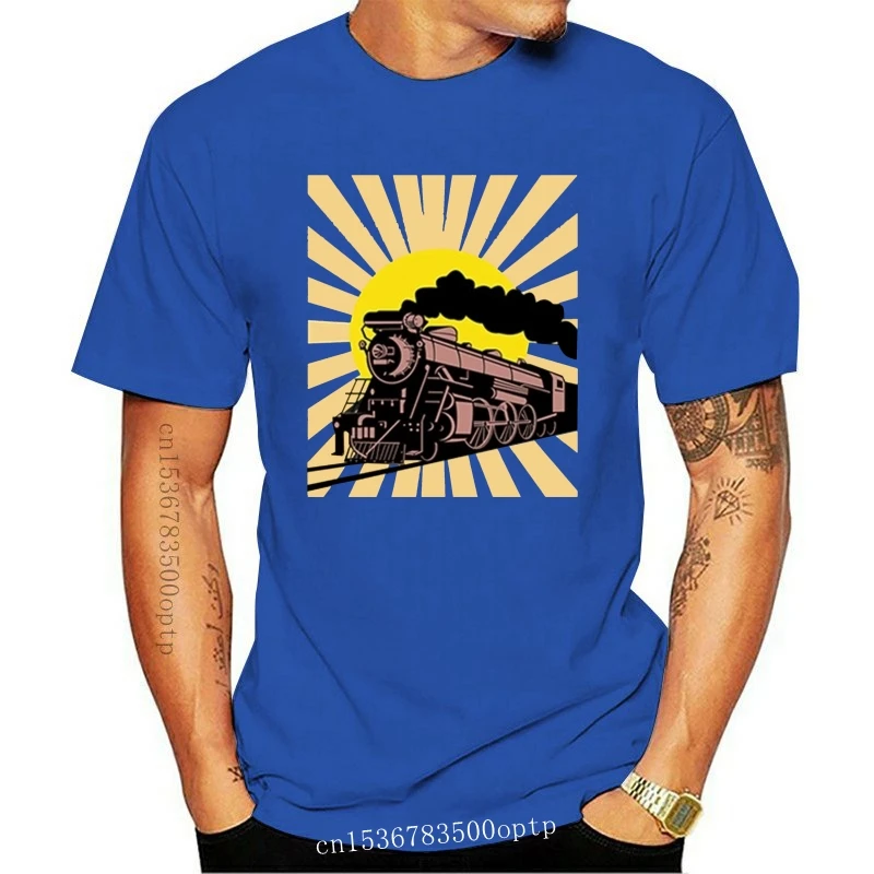

New 2021 fashion trend Vintage Train Shirt Steam Locomotive personality summer T-shirt