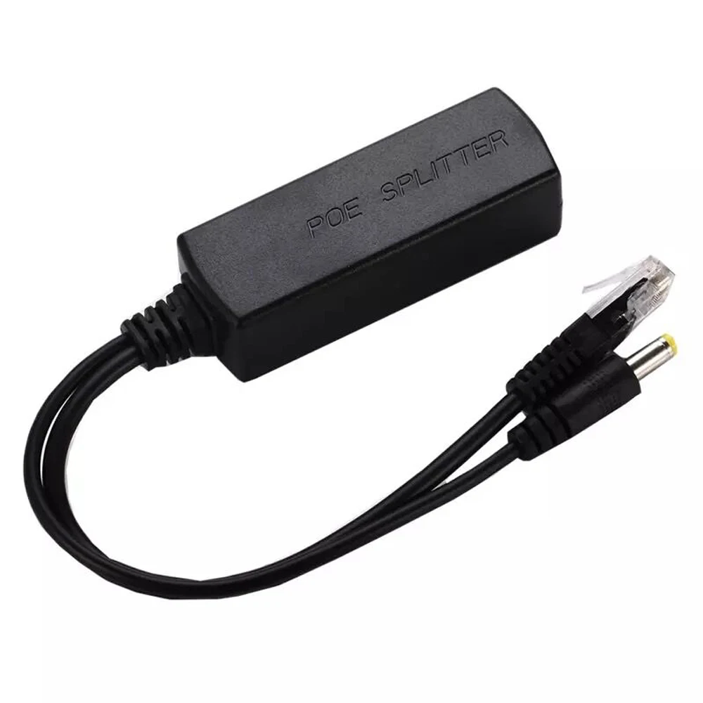 1 pack 2PCS 15W Active PoE Splitter Power Over Ethernet 48V to 12V 1A-2A IEEE802.3af Standard type POE Adapter cable Black color |