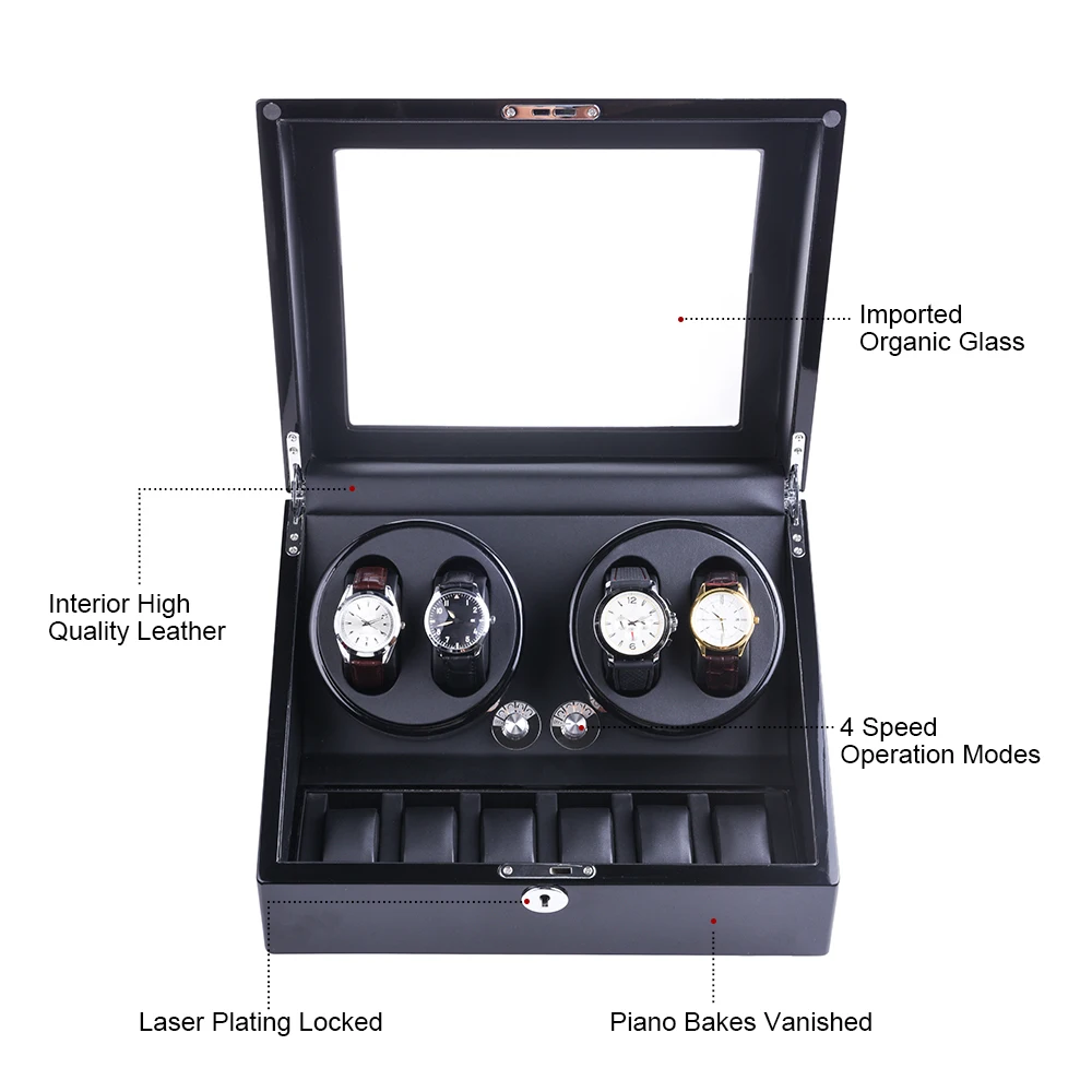 Watch Winder for 4 Automatic Watches with 6 Extra Storages | Наручные часы