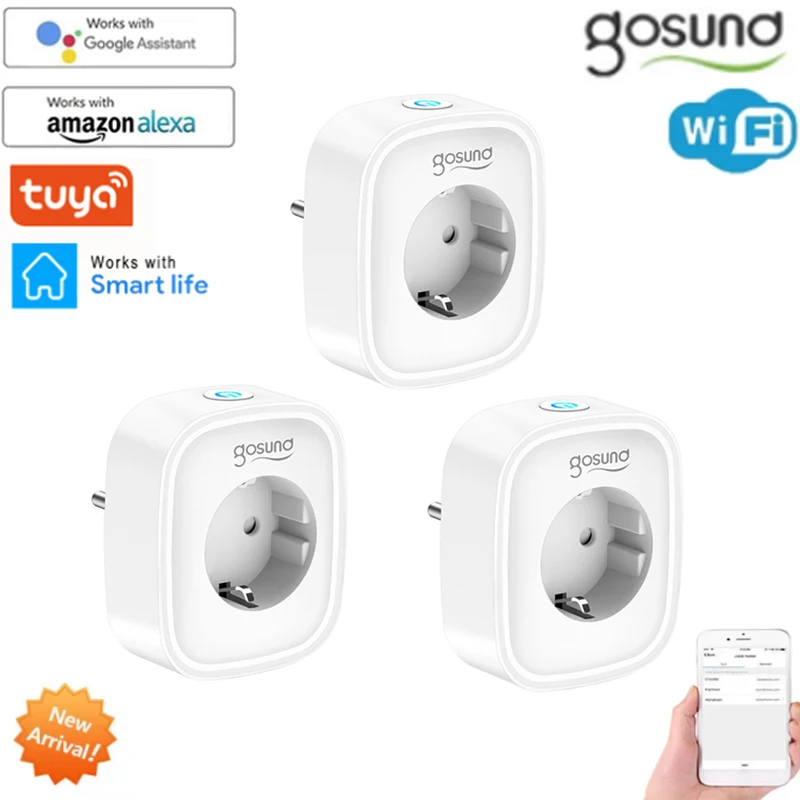 

Gosund WiFi Smart Plug 16A Adaptor Wireless Remote Voice Control Power Energy Monitor Outlet Timer Socket For Alexa Google Home