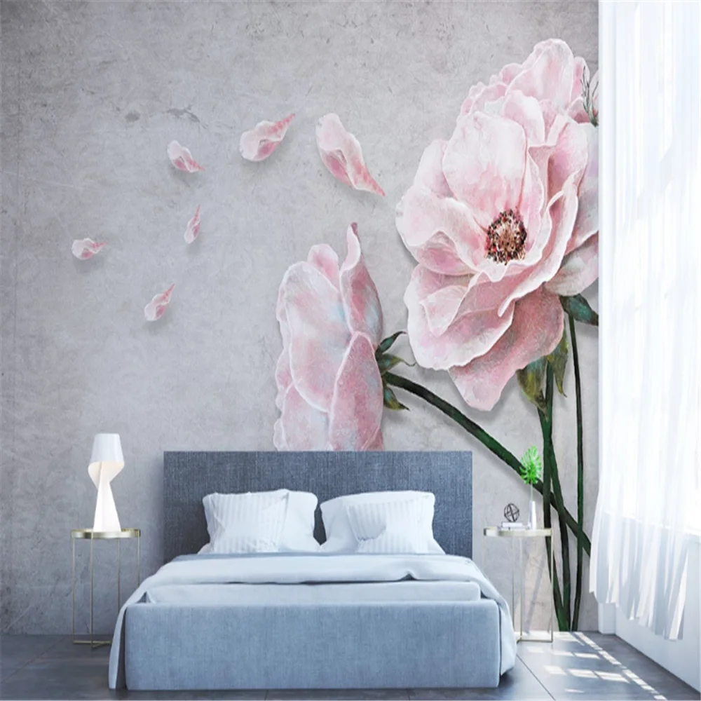 

Milofi custom wallpaper mural 3D modern minimalist hand-painted rose flower background wallpaper mural