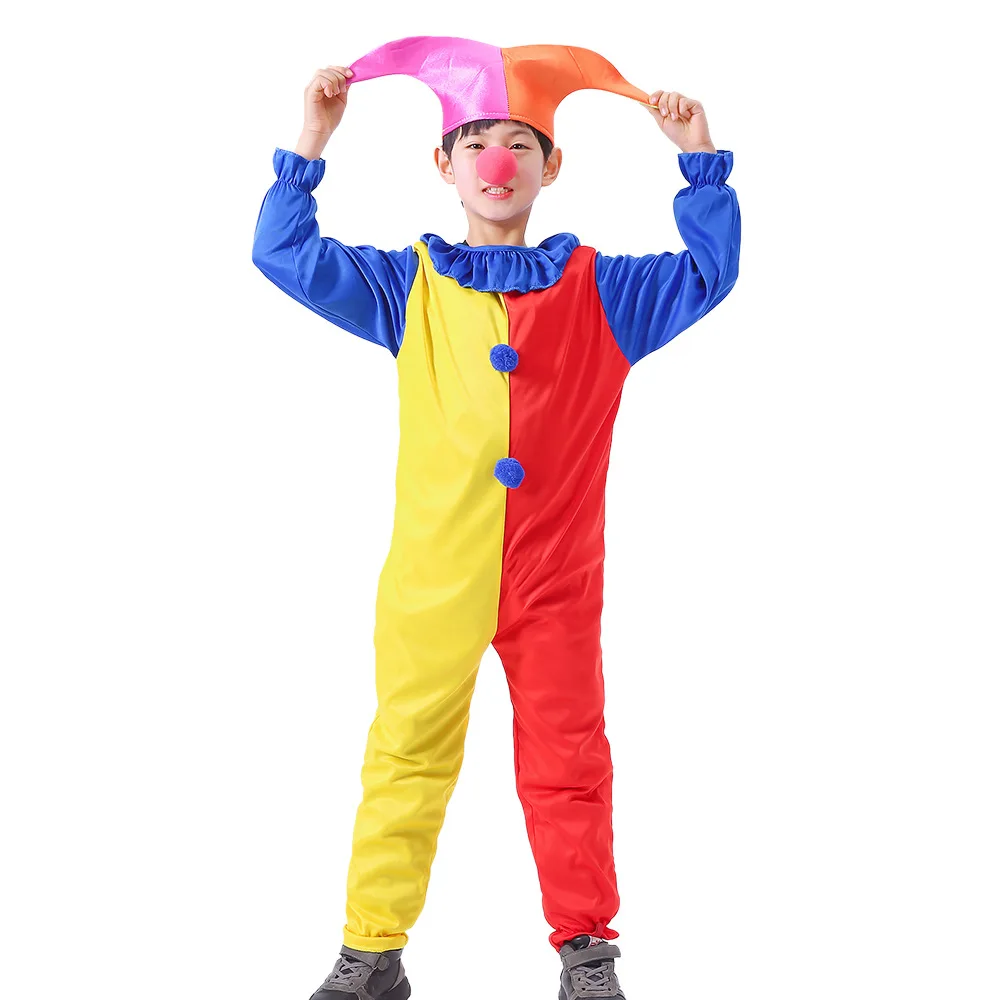 Хэллоуин Дети Мальчики костюм клоуна для косплея детский сад Комбинезоны и шляпа