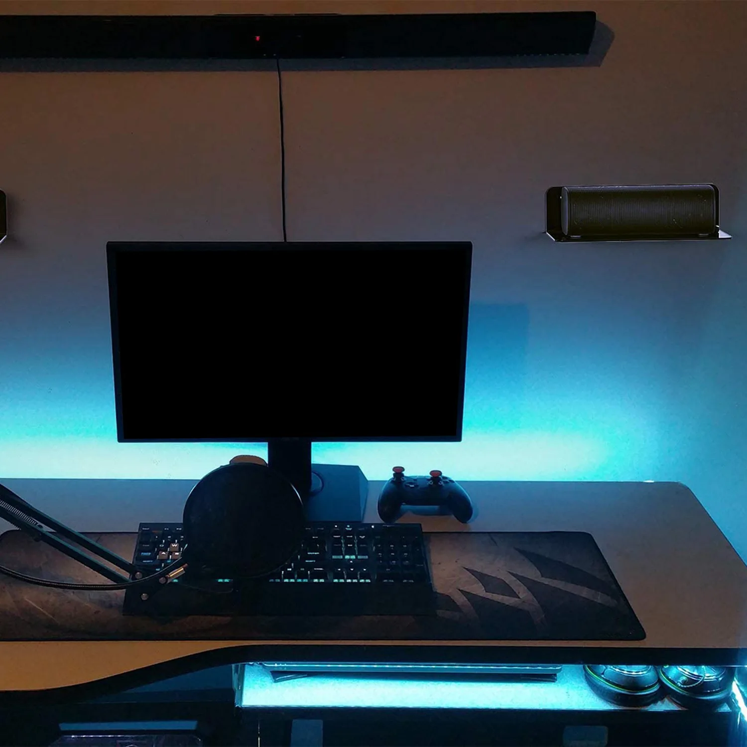 

Acrylic Floating Wall Shelves Set of 4, Flexible Use of Wall Space, Adhesive Display Shelf for Smart Speaker