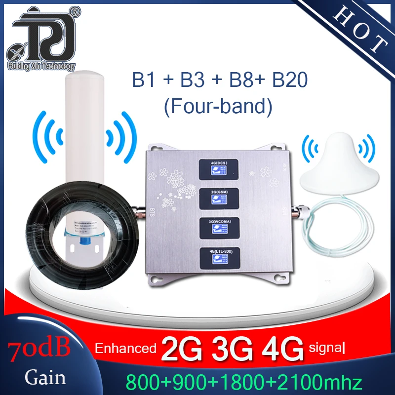 4g (диапазон 20)LTE800/900/1800/2100 четырехдиапазонный мобильный усилитель сигнала gsm