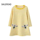 Новинка, дизайнерское платье SAILEROAD для девочек в желтую полоску с пчелами, Осеннее детское платье из 2021 хлопка с длинным рукавом, детское праздничное платье