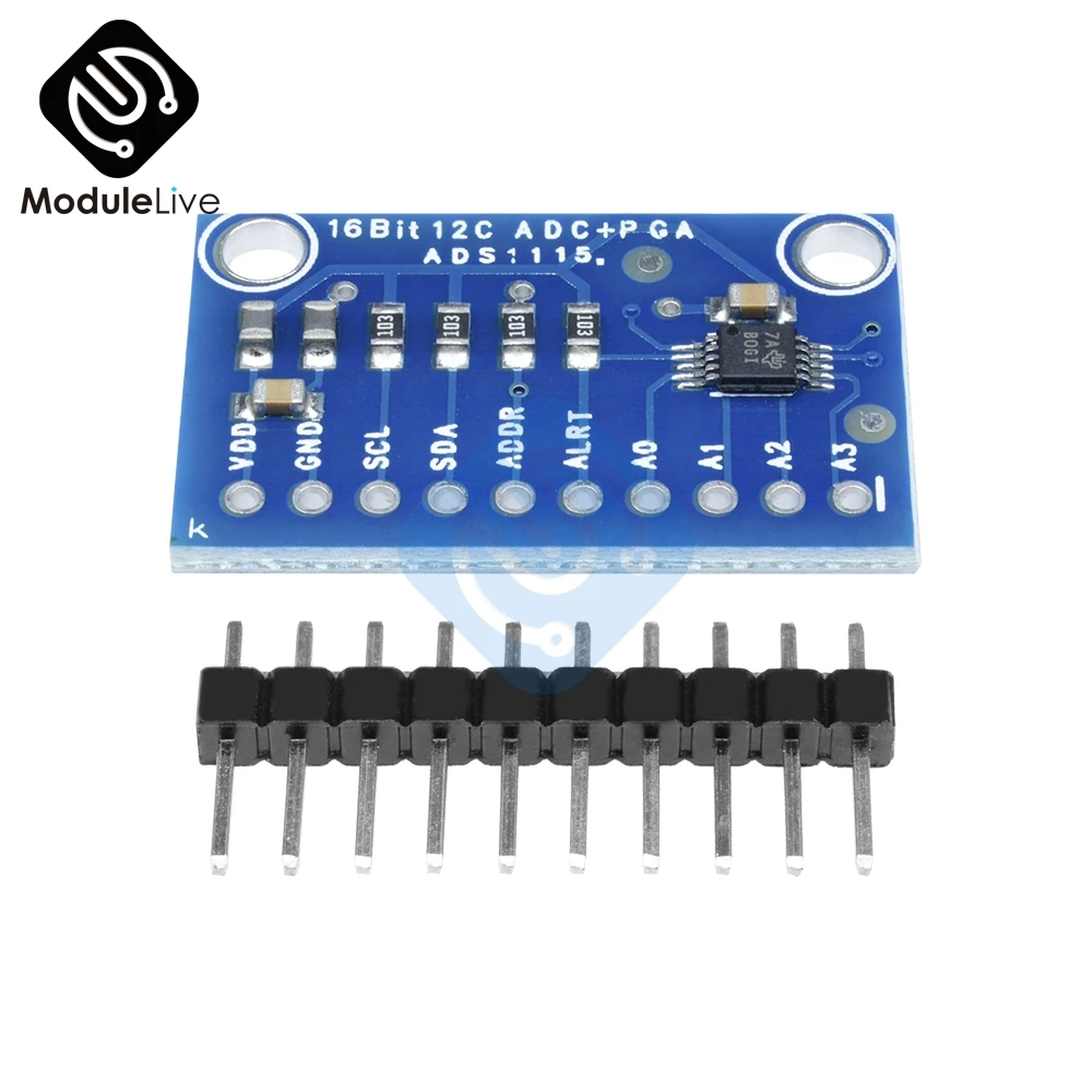 Модуль ADC 16 бит I2C ADS1115 ультра-компактный 16-точный 4-канальный с усилителем Pro Gain для