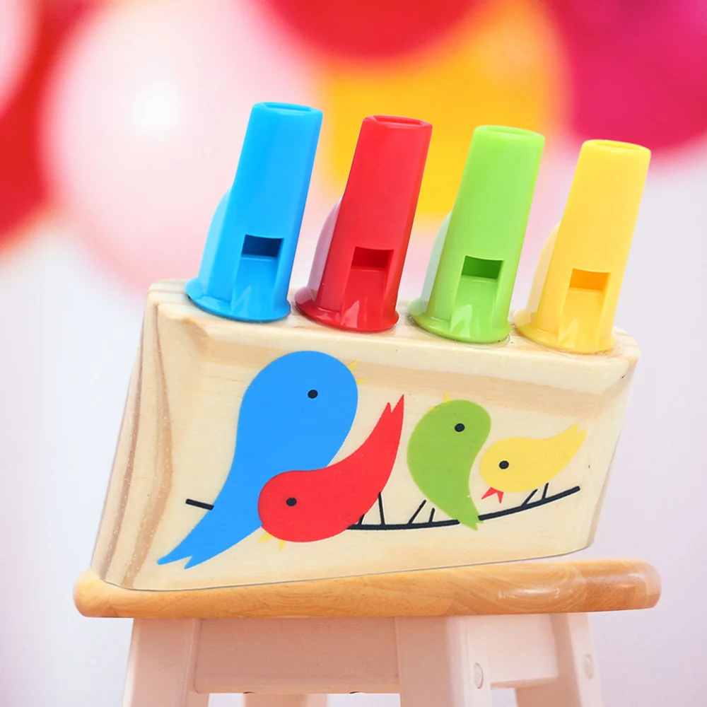 

1pc Wooden Cartoon Birds Whistles Instrument Row Whistle Sounds for Kids Children