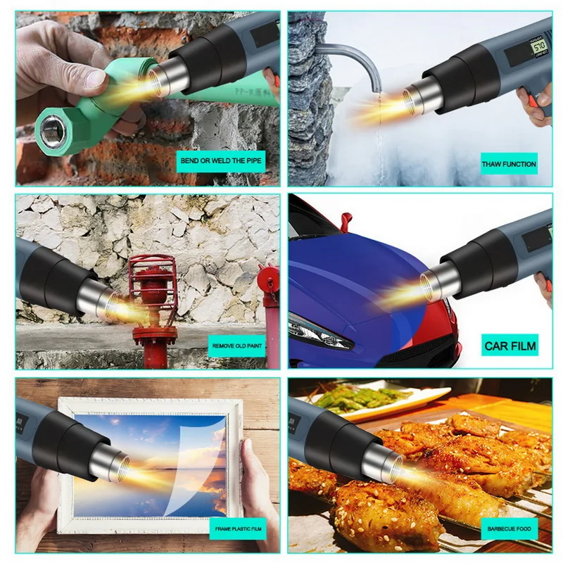 2000 Вт цифровой дисплей с регулируемой температурой горячего воздуха