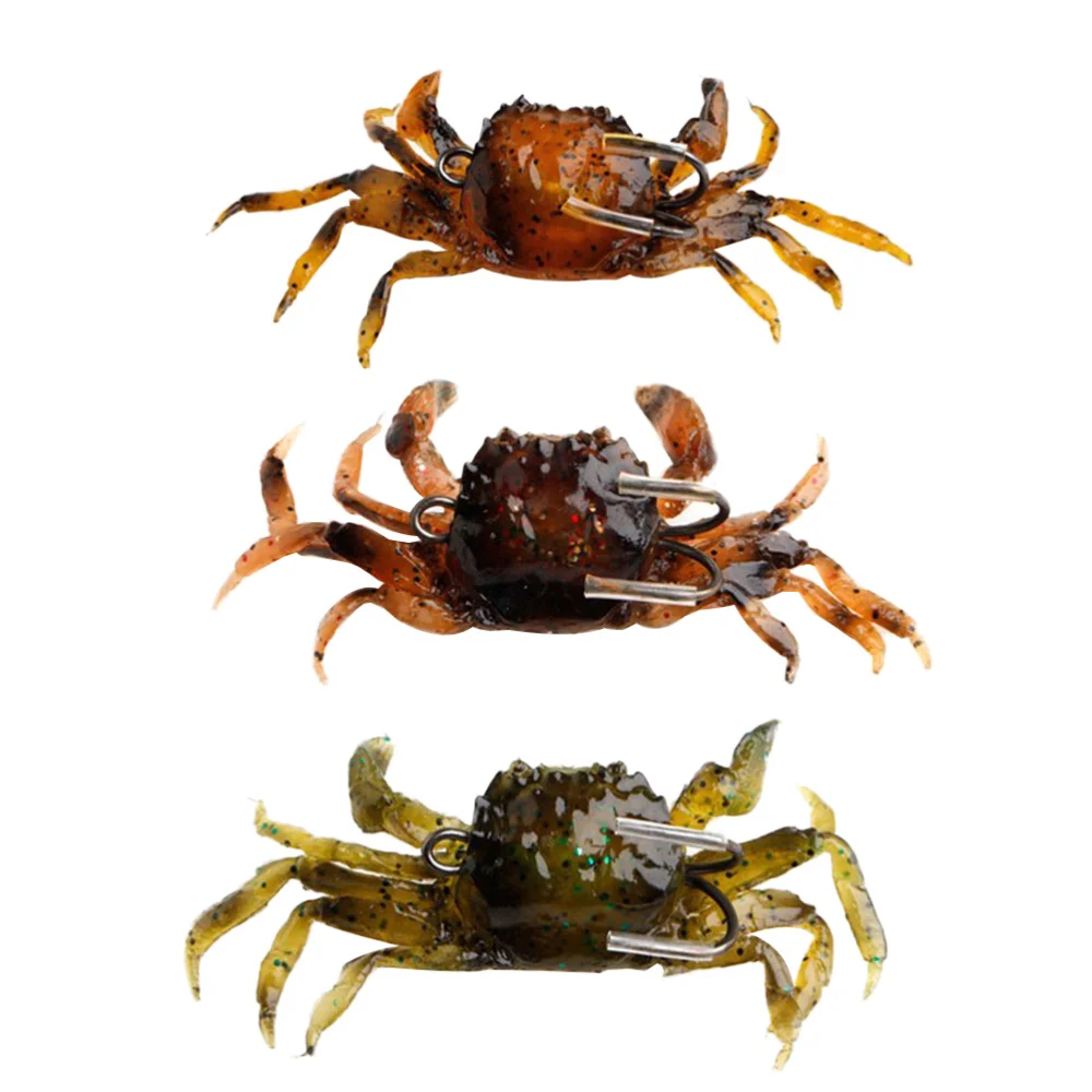 

3pcs Crab Lures 3D Simulation Artificial Crab Fishing Supply Fishing Lures Soft Bait for Outdoor
