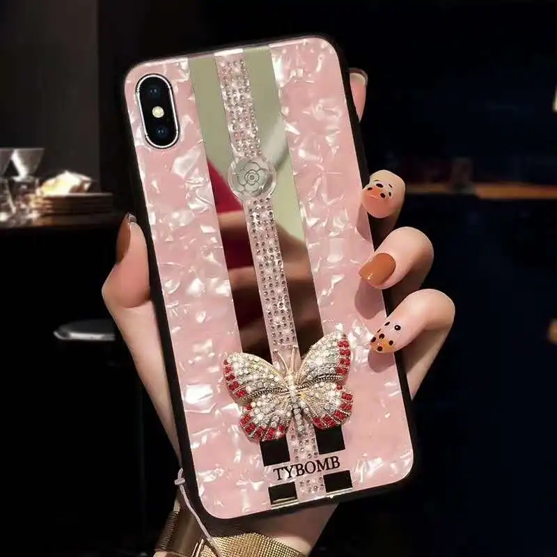"Зеркало Iphone7/8 Plus мобильный телефон чехол Apple 11pro Алмазная бабочка Xsmax Стразы