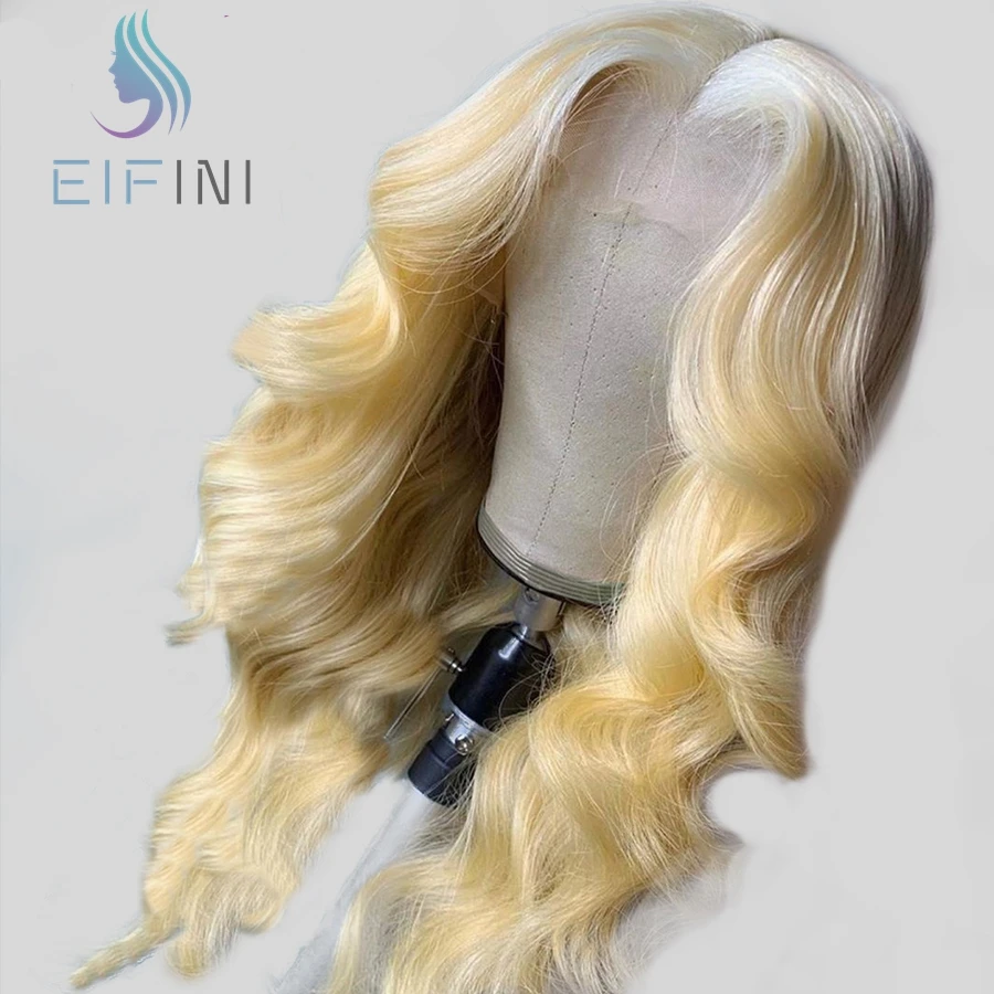 Перуанские волнистые волосы 613 блонд полный парик шнурка с детскими волосами