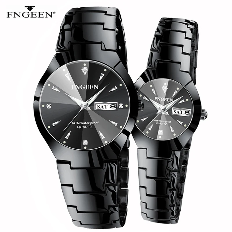 Couple Watches for Lovers Quartz Wristwatch Fashion Business Men's Watch for Women Watches Tungsten Steel Coffee Gold Pair Hour