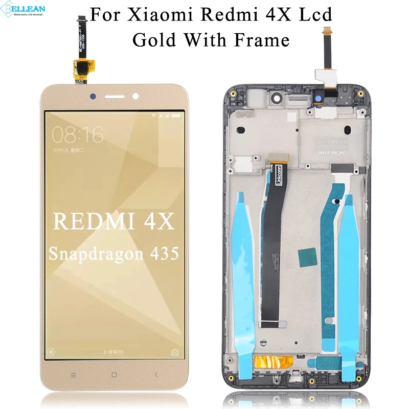 Catteny для Xiaomi Redmi 4X ЖК-дисплей с кодирующий преобразователь сенсорного экрана в сборе 4X ЖК-дисплей с рамкой+ Инструменты - Цвет: Gold With Frame