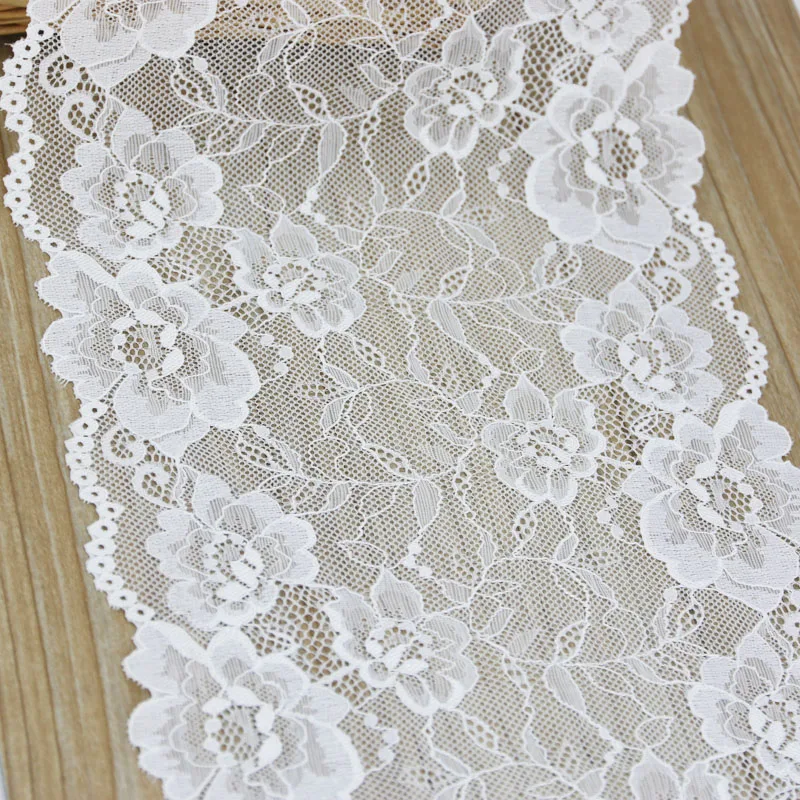 (3 метра/рулон) 210 мм белая цветочная вышивка эластичная кружевная ткань