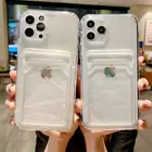 Прозрачный мягкий чехол для iPhone 12, 13 Pro Max, 11 Pro, XS Max, XS, XR, 7, 8 Plus, 12, 13, с отделением для карт, противоударный силиконовый чехол