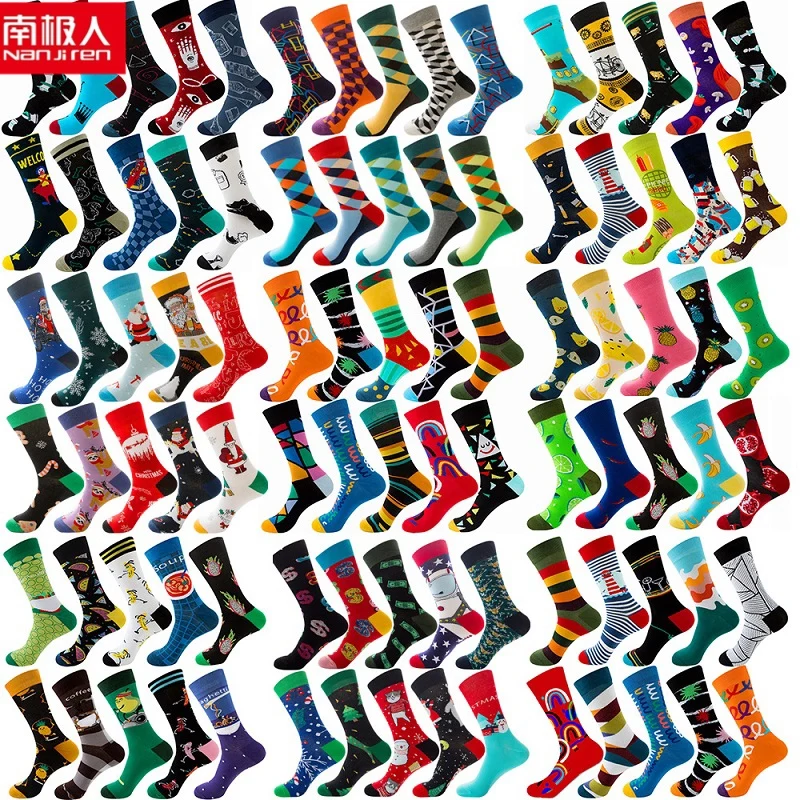 nanjiren 10 pair socks for women and men cotton funny crew socks cartoon animal warm men's sports socks christmas middle socks