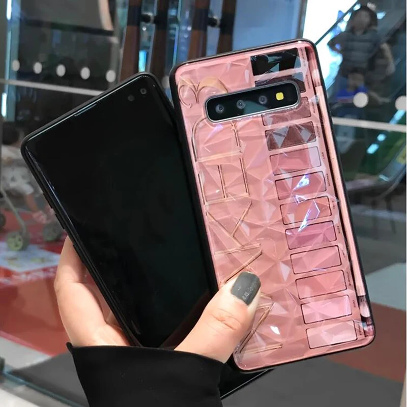 Макияж тени для век Палитра Телефон чехол для Samsung Galaxy S8 S9 10 plus lite S10E 3D Алмазная текстура задняя крышка для Galaxy Note 8 9