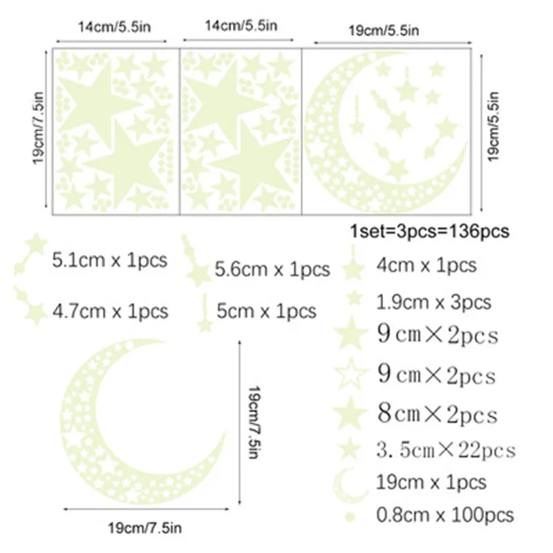

Glow In The Dark Moon Stars Castle Wall Stickers For Kids Room Muslim Home Decor Bedroom Blue Luminous Eid Mubarak Wall Decals