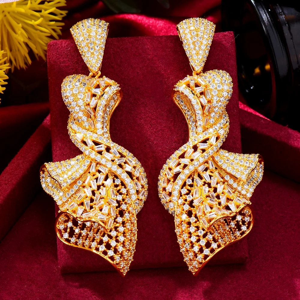 Женские серьги-подвески Siscathy, висячие серьги золотого цвета с фианитом, Ювелирное Украшение для подарка