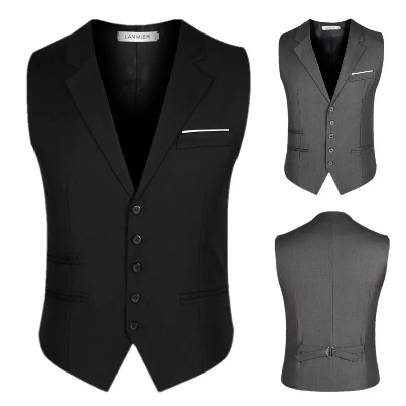 

2021 New Arrival Dress Vests For Men Slim Fit Mens Suit Vest Male Waistcoat Gilet Homme Casual Sleeveless Formal Business Jacket