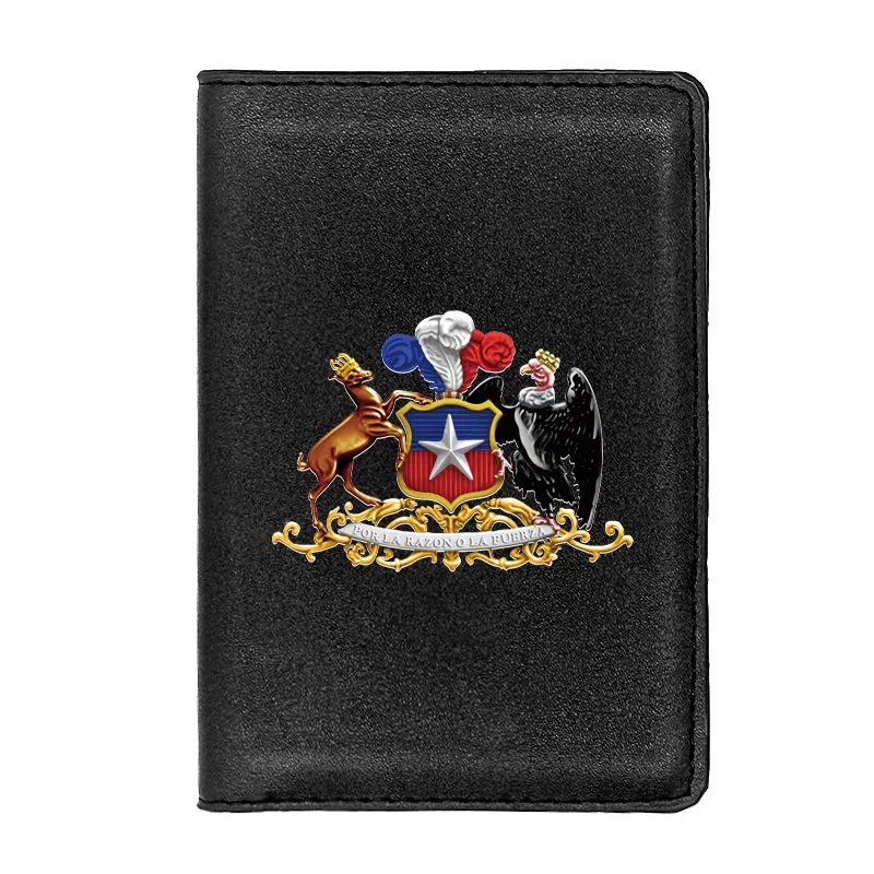 

High Quality National Emblem of Chile Printing Passport Cover Holder ID Credit Card Case Travel Leather Wallet