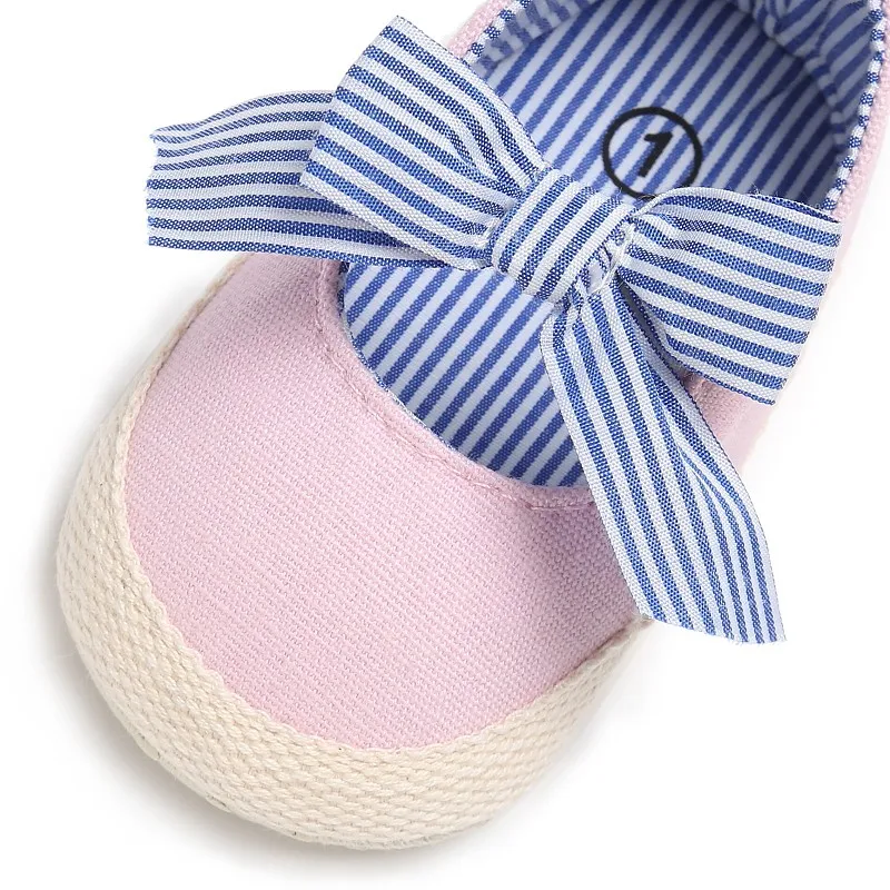 

Baby Girls Shoes Princess Striped Bow Infant Baby Girl Shoes Crib Kids First Walkers Soft Soled Anti-Slip Autumn Girl Shoes