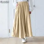 Брюки ZANZEA женские с широкими штанинами, винтажные повседневные однотонные брюки с эластичным поясом, широкие брюки-клеш, весна