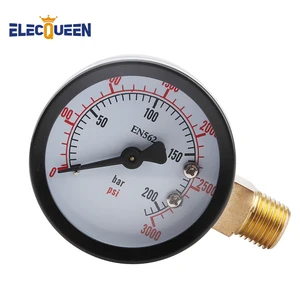 Co2 Regulator Gauge Replacement, 0-60psi  0-3000 psi Co2 Pressure Gauge with 14
