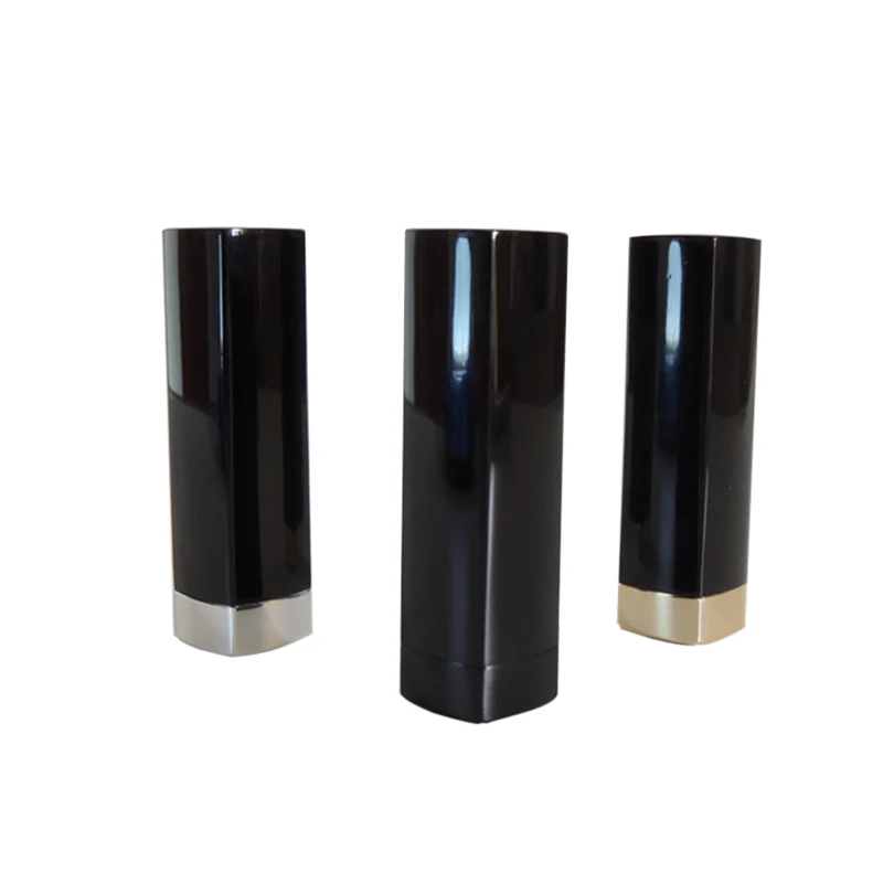Aluminum Square Lipstick Tube Shiny Black Color Black Lipstick Container Tube Case Lip Stick Packing Lip Balm Tube Container
