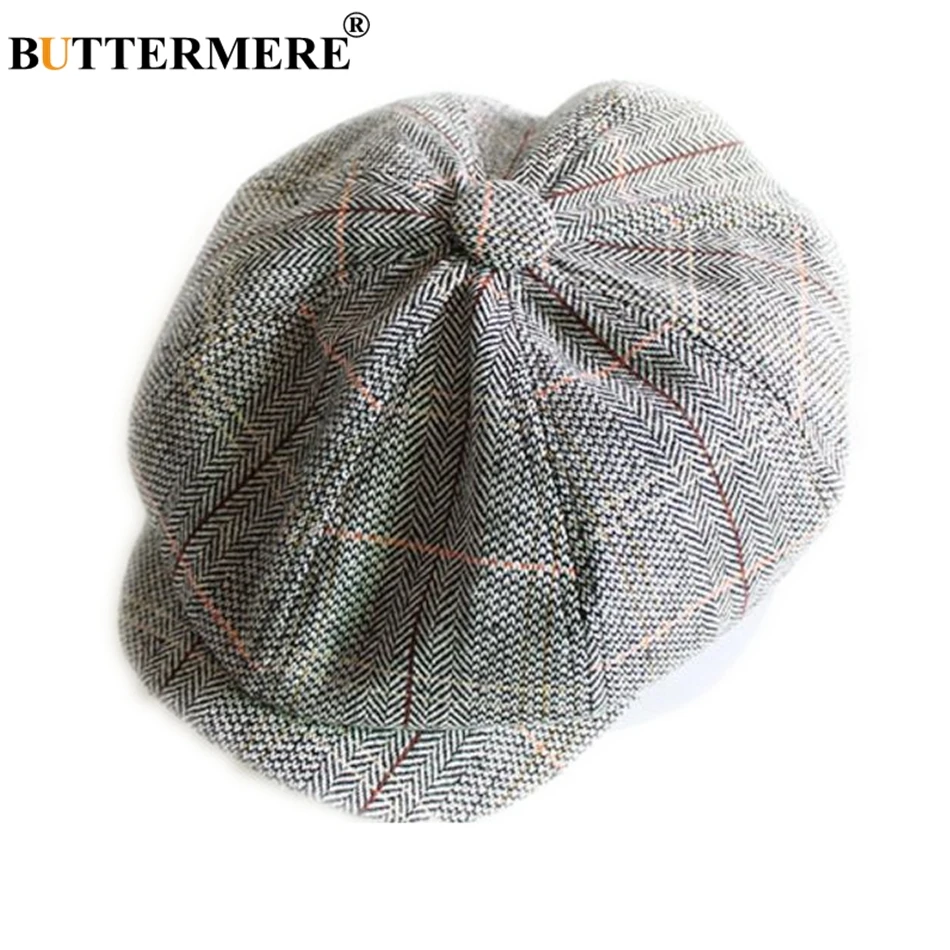 BUTTERMERE шапка Newsboy унисекс для мужчин и женщин, шерстяная восьмиугольная кепка, винтажная клетчатая кепка для мужчин и женщин, берет на осень и зиму, плоская кепка