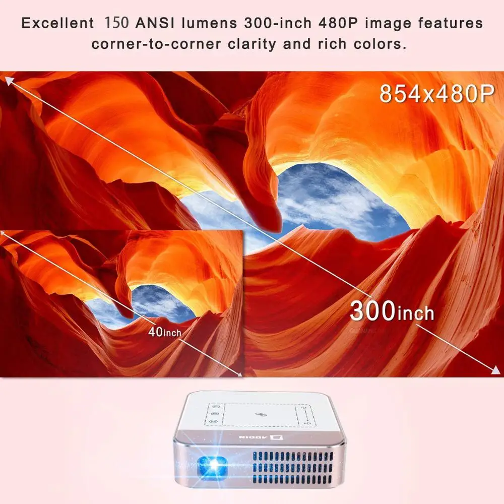 AODIN WOW 150 Ansi Lumen Wi Fi Smart HD видео мини проектор портативный LED DLP ТВ 4K Stream 100000 + TV & Movies| |
