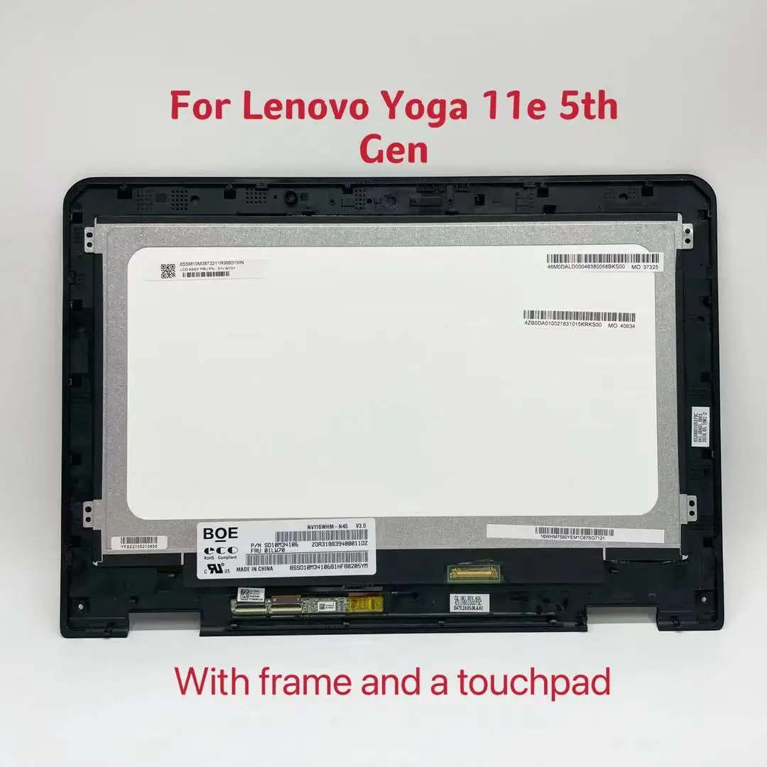 

for Yoga 11e 5th Gen 20LN 20LM Lenovo ThinkPad LCD ASSEMBLIES NV116WHM-N45 FRU 01LW706 02DL622 01LW707 01LW705 01LW704