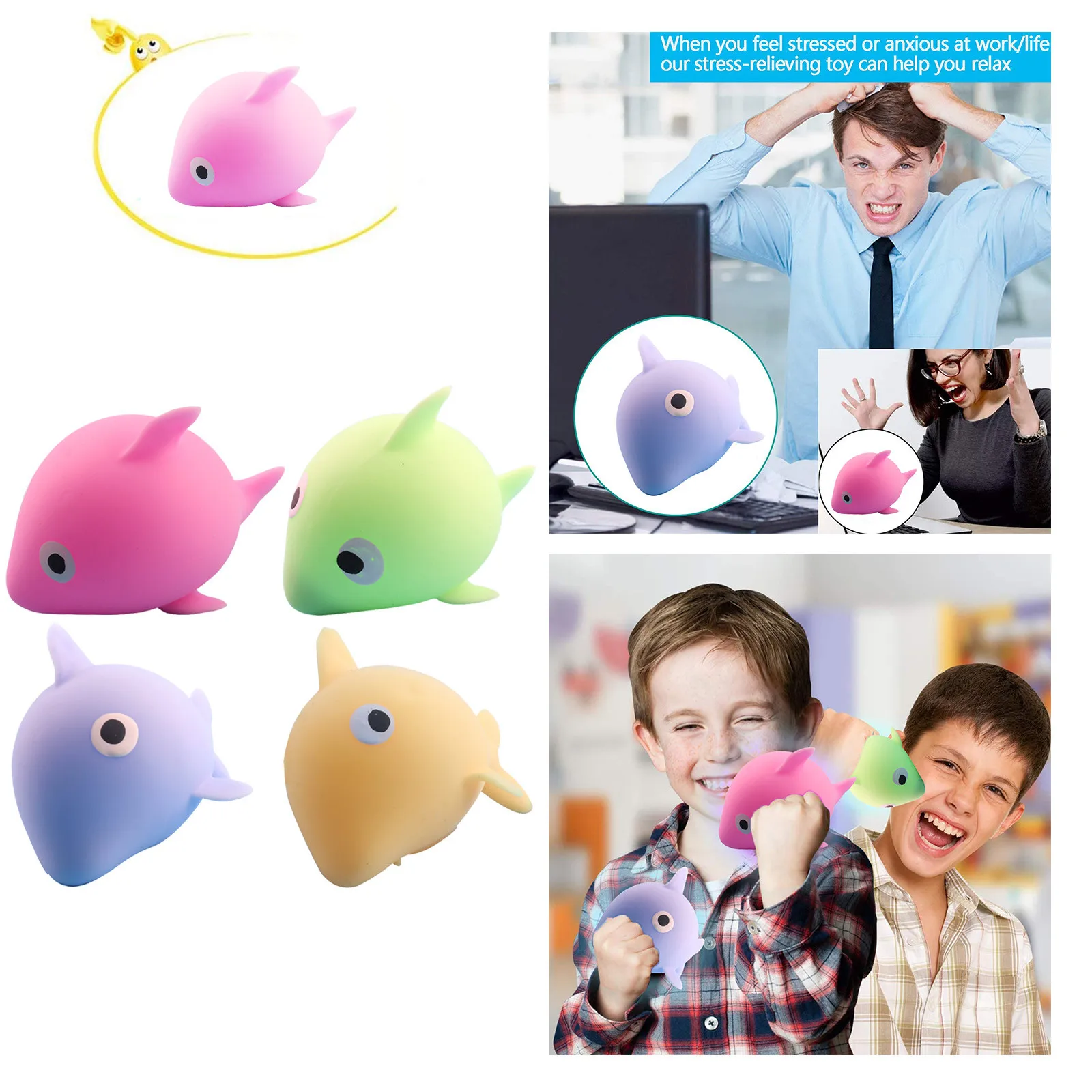 

1pc Cute Mochi Fidget Toys Spongy Dolphin Bead Stress Ball Toy Squeezable Stress Relief Toy Squishy Antistress Squishmallow Doll